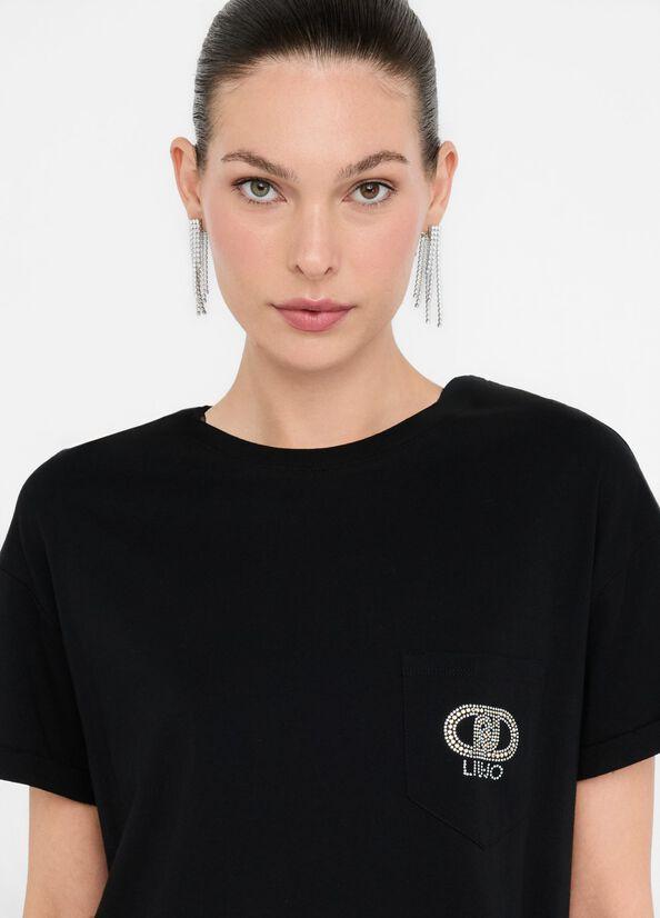 T-shirt con logo petto UF5257JS904 M9786 LIU JO DENIM 