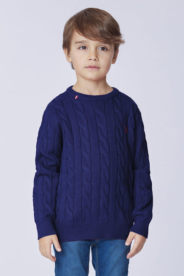 maglione a trecce girocollo US42573002 179 U.S. POLO ASSN. 