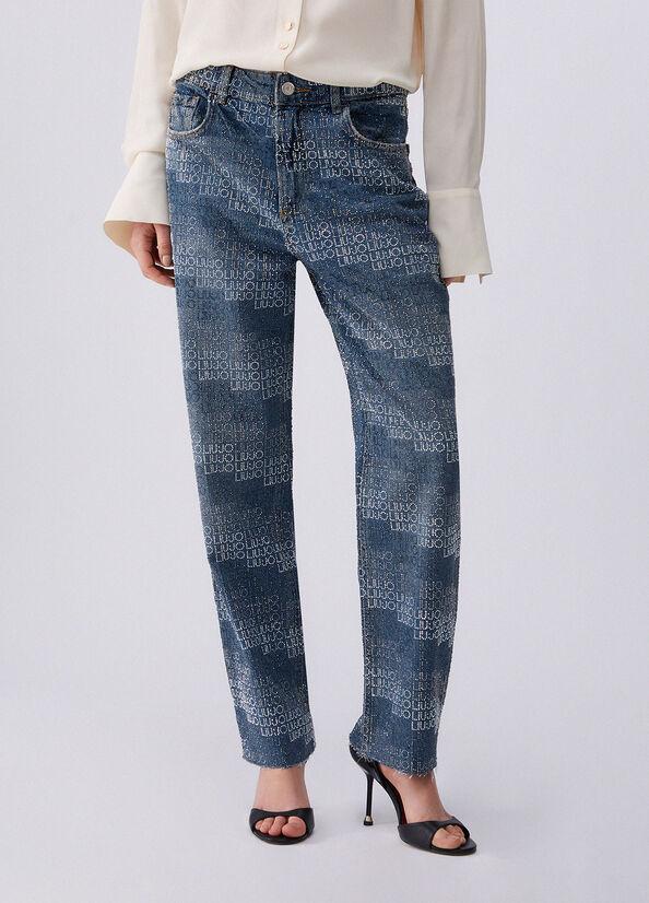 jeans straight con strass UA6019D4854 78977 LIU JO DENIM 