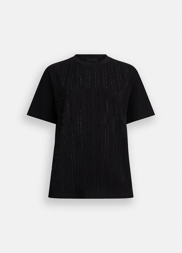 t-shirt con applicazioni CF5072JS088 22222 LIU JO BLACK 