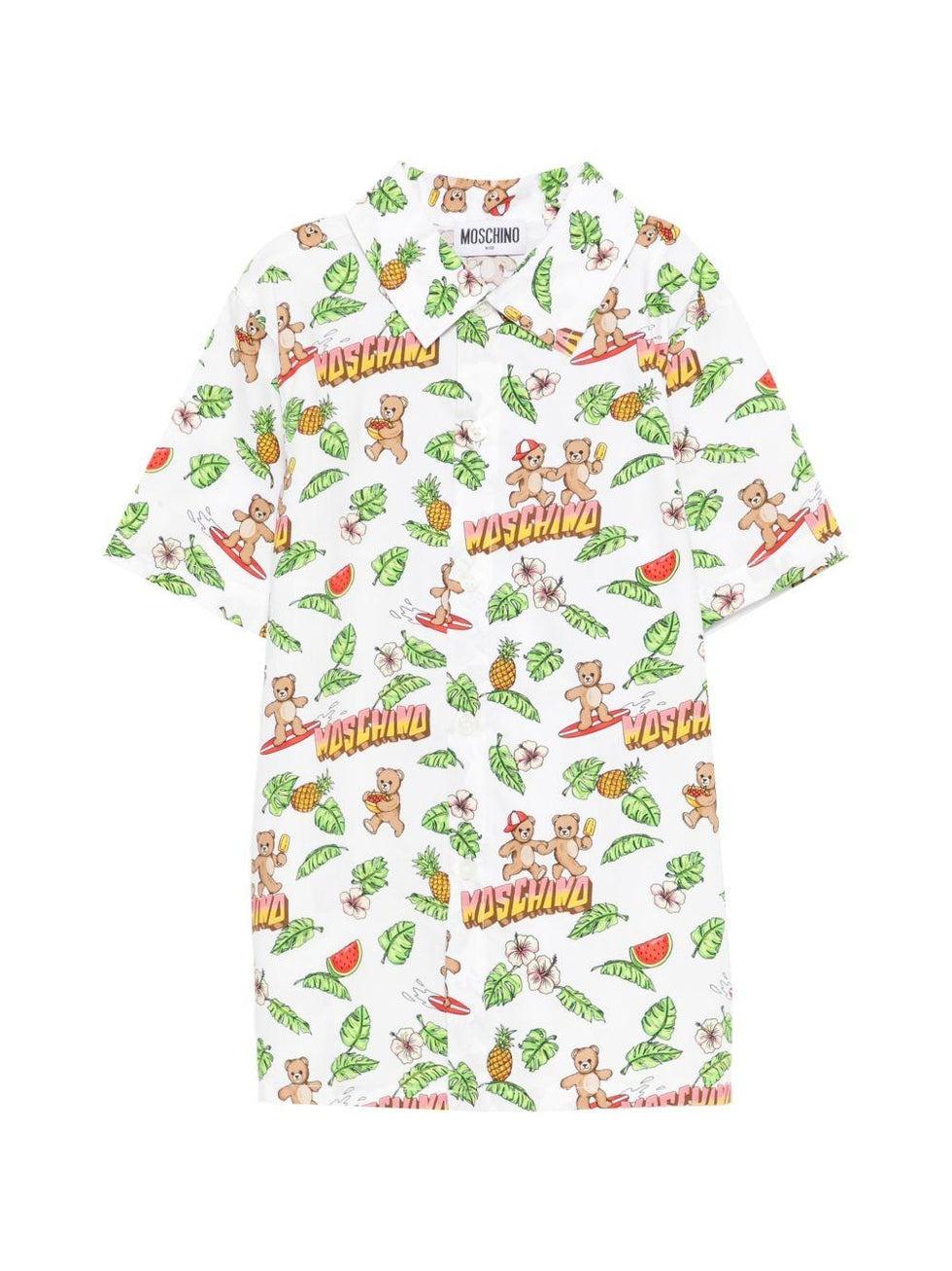 camicia con fantasia all over HUC01X LLB65 83657 MOSCHINO KIDS 