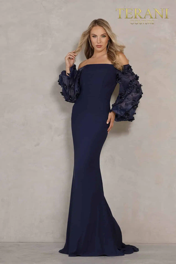 abito con maniche a sbuffo 1911E9128 NAVY TERANI COUTURE 