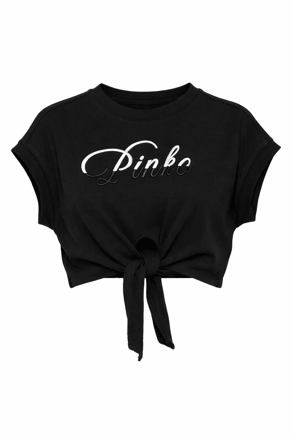 t-shirt con nodo e logo KFTS042 CJEO17 D852 PINKO 