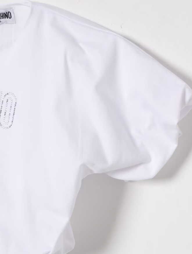 t-shirt cropped in cotone HAM04B LBA10 10101 MOSCHINO KIDS 