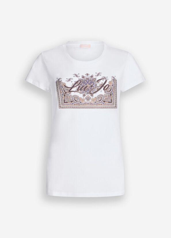 t-shirt con stampa MF5456JS923 P9172 LIU JO WHITE 
