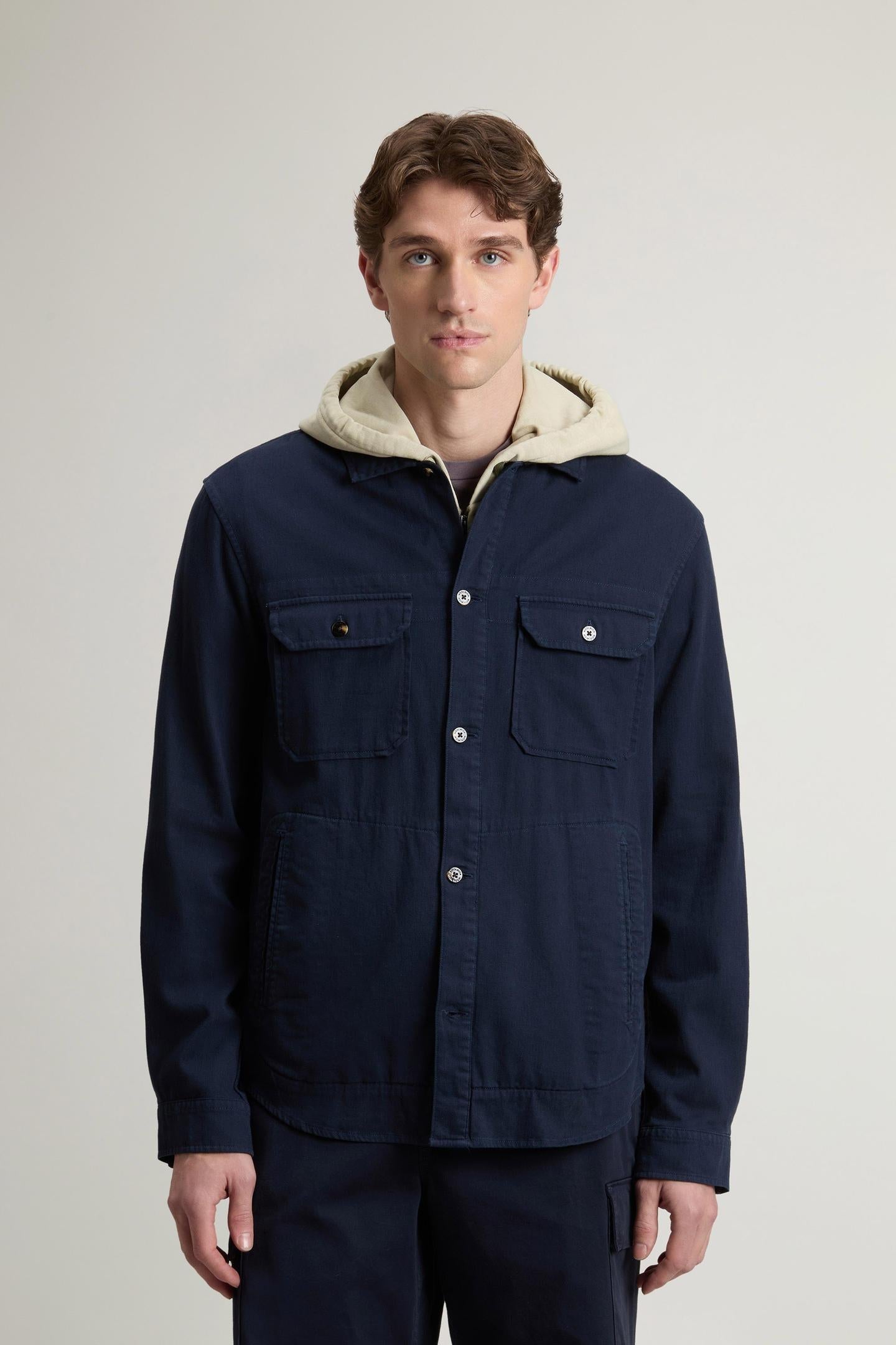 camicia overshirt in cotone e lino CFWOOS2036MRUT5288 3989 WOOLRICH 