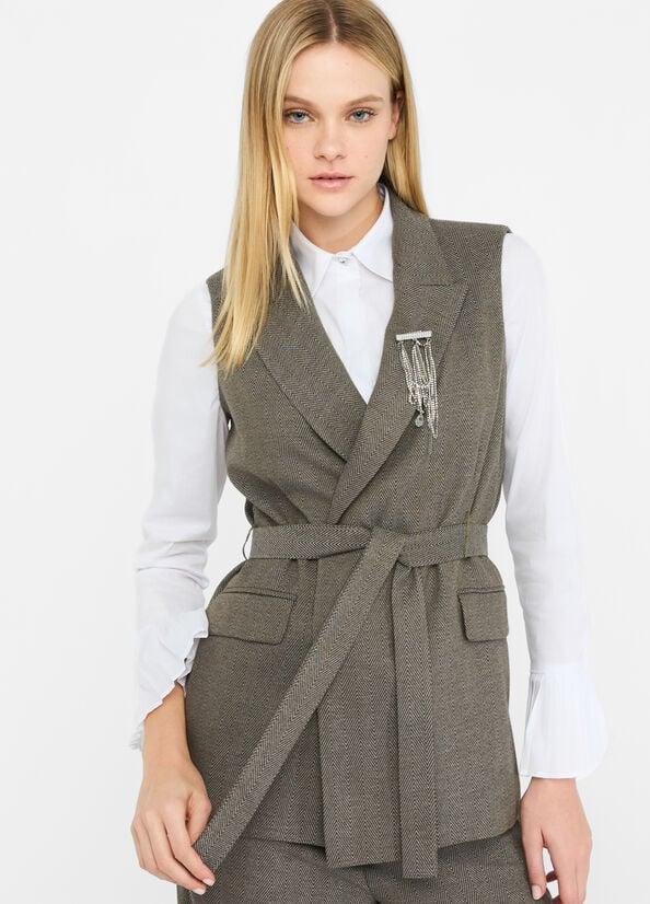 gilet con logo e cintura in vita CF5259T054A M9770 LIU JO BLACK 