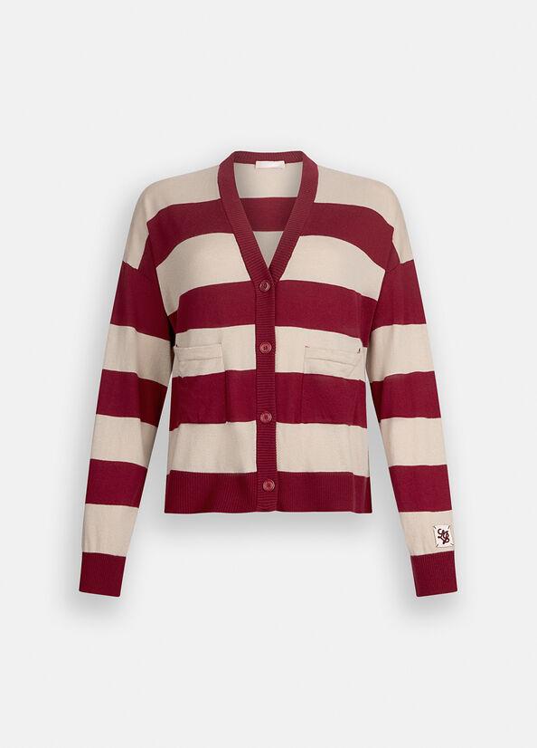 cardigan in maglia a righe MF5374MA16R C3850 LIU JO WHITE 