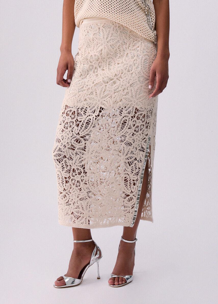 gonna midi in macramè WA6361J7871 W9831 LIU JO WHITE 