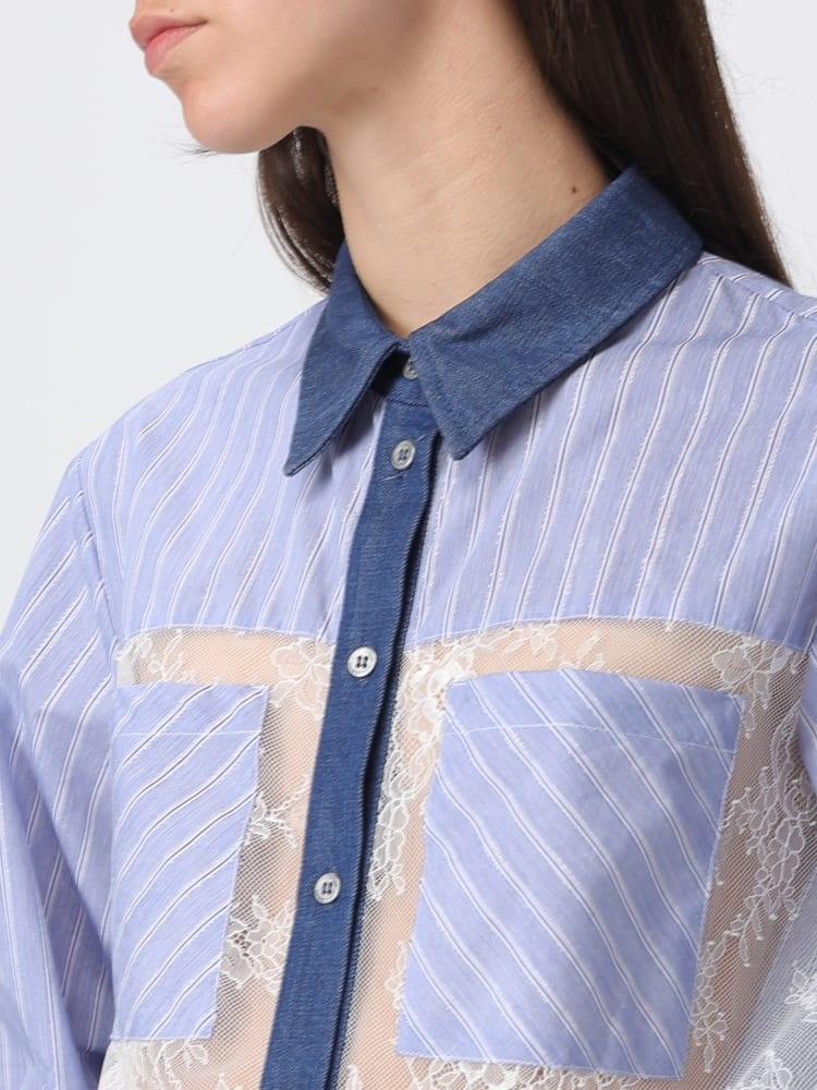 camicia con inserti in pizzo UA6287D0336 79039 LIU JO DENIM 