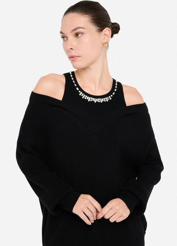 maglia con collo gioiello MF5126MA85Q 22222 LIU JO WHITE 
