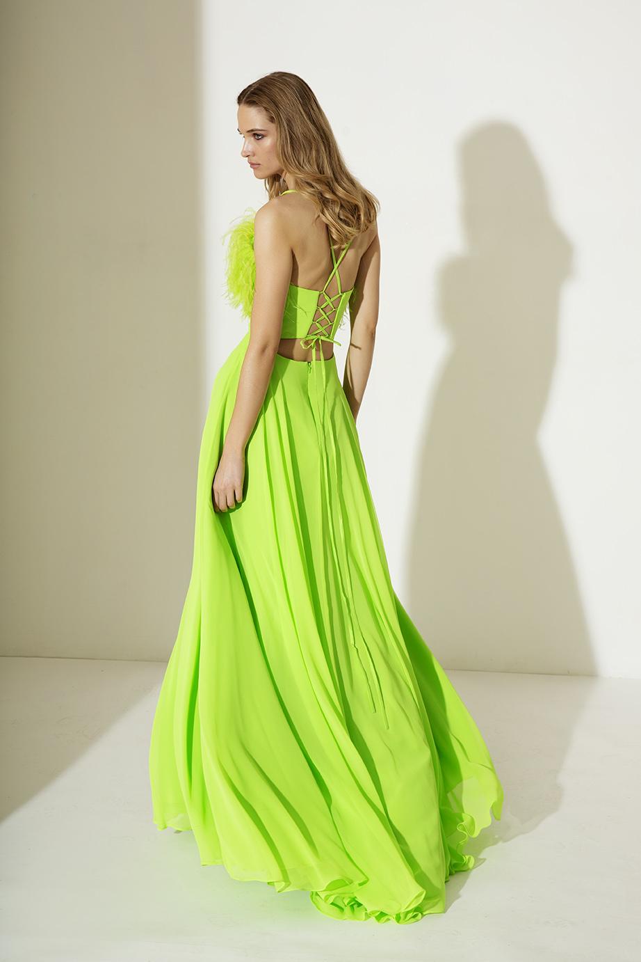 Abito con spacco A4214 LIME ALLURE 