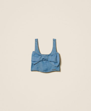 top in denim con fiocco 261GJ2071 13235 TWINSET GIRL 