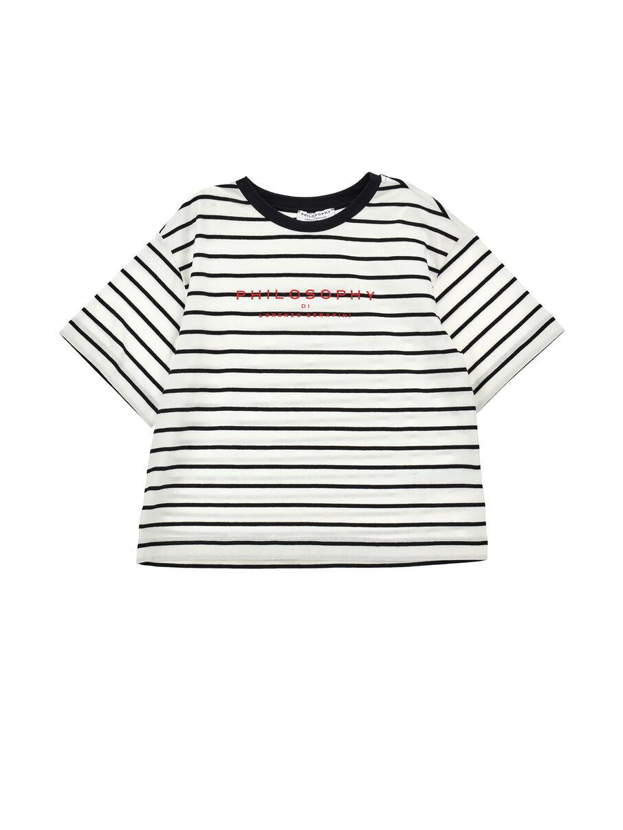 t-shirt a righe con logo I1G602 7215 0150 PHILOSOPHY 