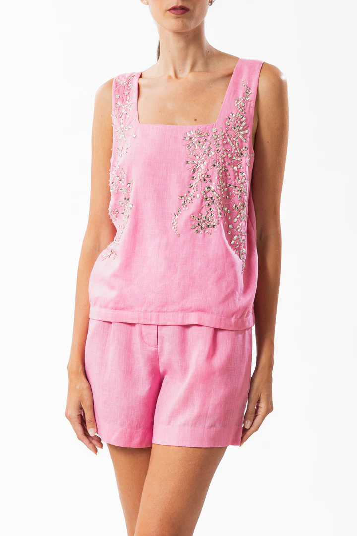 shorts in lino RELINEN2502 PINK MIRIAM STELLA 
