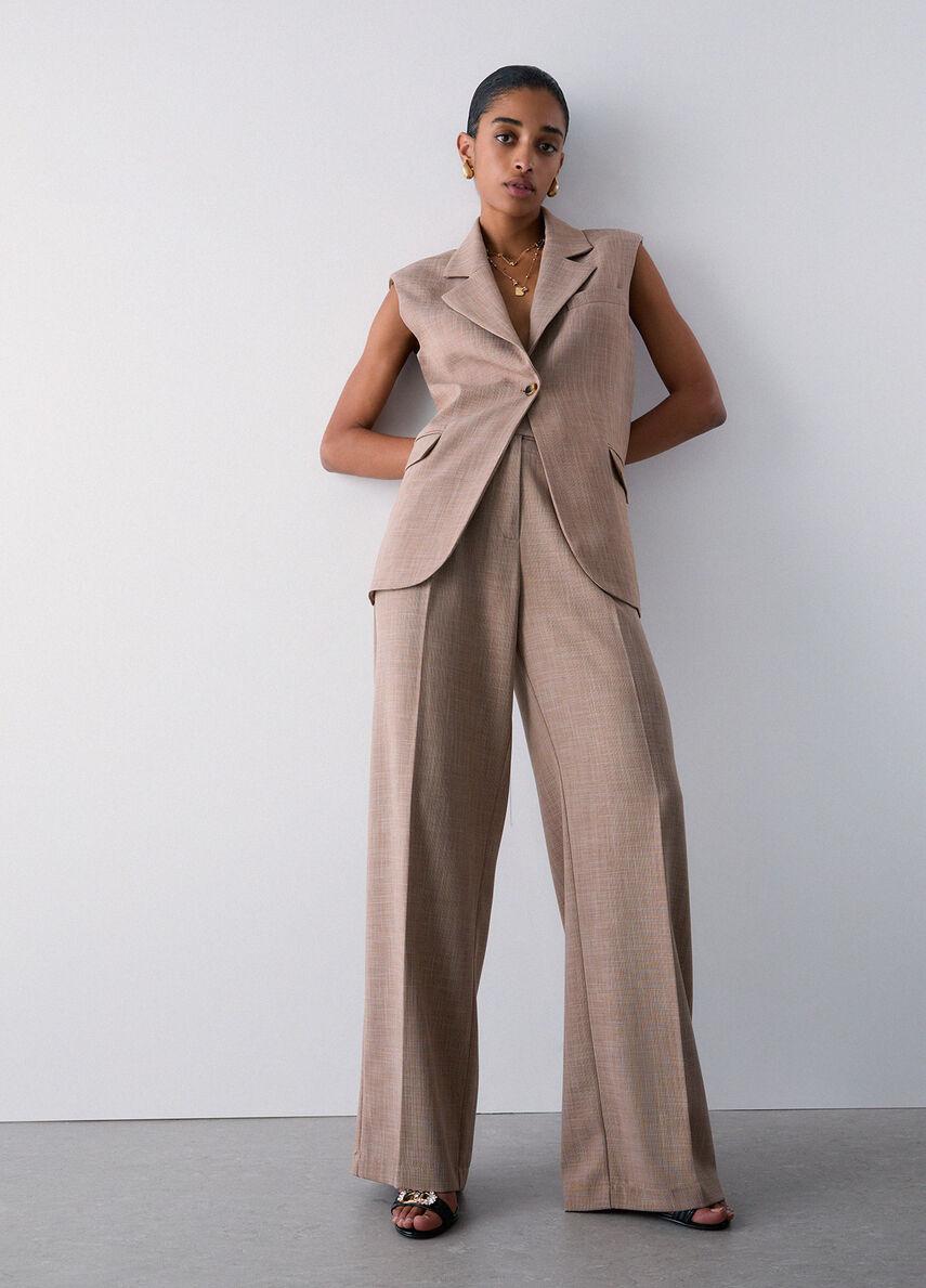 Pantaloni palazzo in tessuto melange WA6167T332A 02153 LIU JO WHITE 
