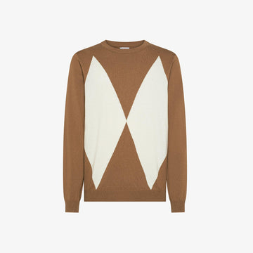Maglione in lana e cotone a rombi K45150 1731 SUN68 