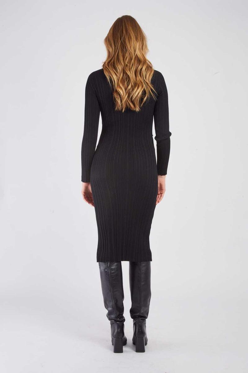 abito midi con applicazioni borchie A512055 NERO DERHY 