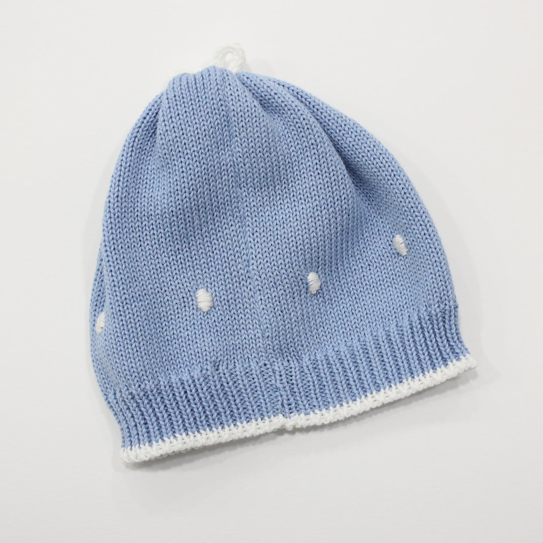 CAPPELLO NEONATO CON RICAMI in cotone TEDDY CAPPELLO CIELO PICCOLA GIUGGIOLA 