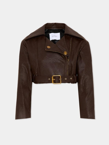 Giubbino cropped in pelle KFGB015 PE021 6024 PINKO 