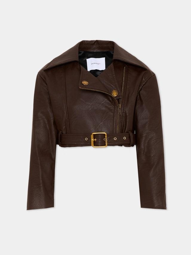 Giubbino cropped in pelle KFGB015 PE021 6024 PINKO 