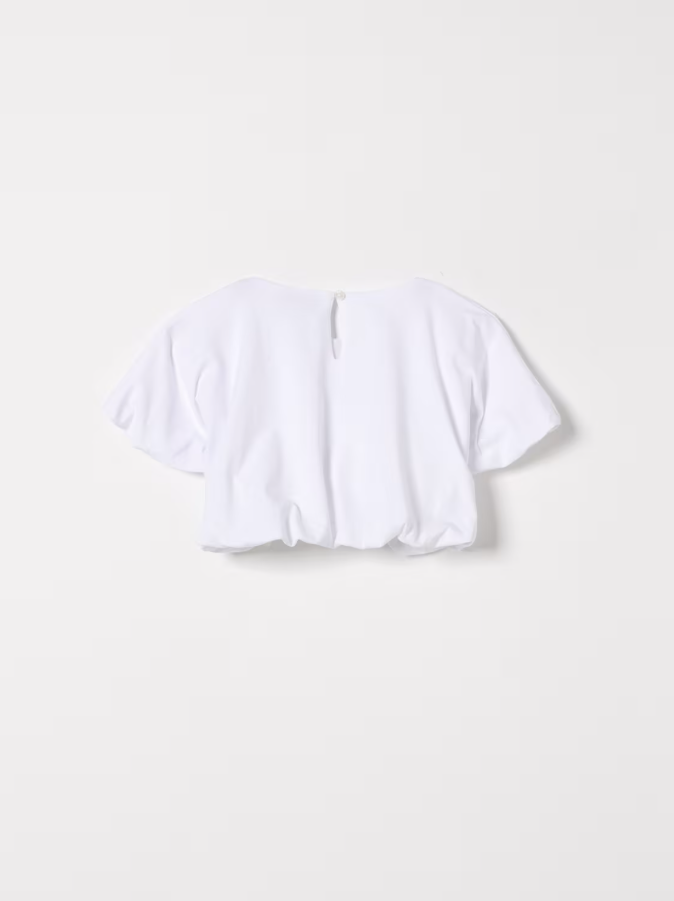 t-shirt cropped in cotone HAM04B LBA10 10101 MOSCHINO KIDS 