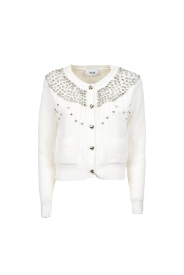 maglia cardigan con gioiello LASA 060W5D7 BIANCO ODI' ODI' 