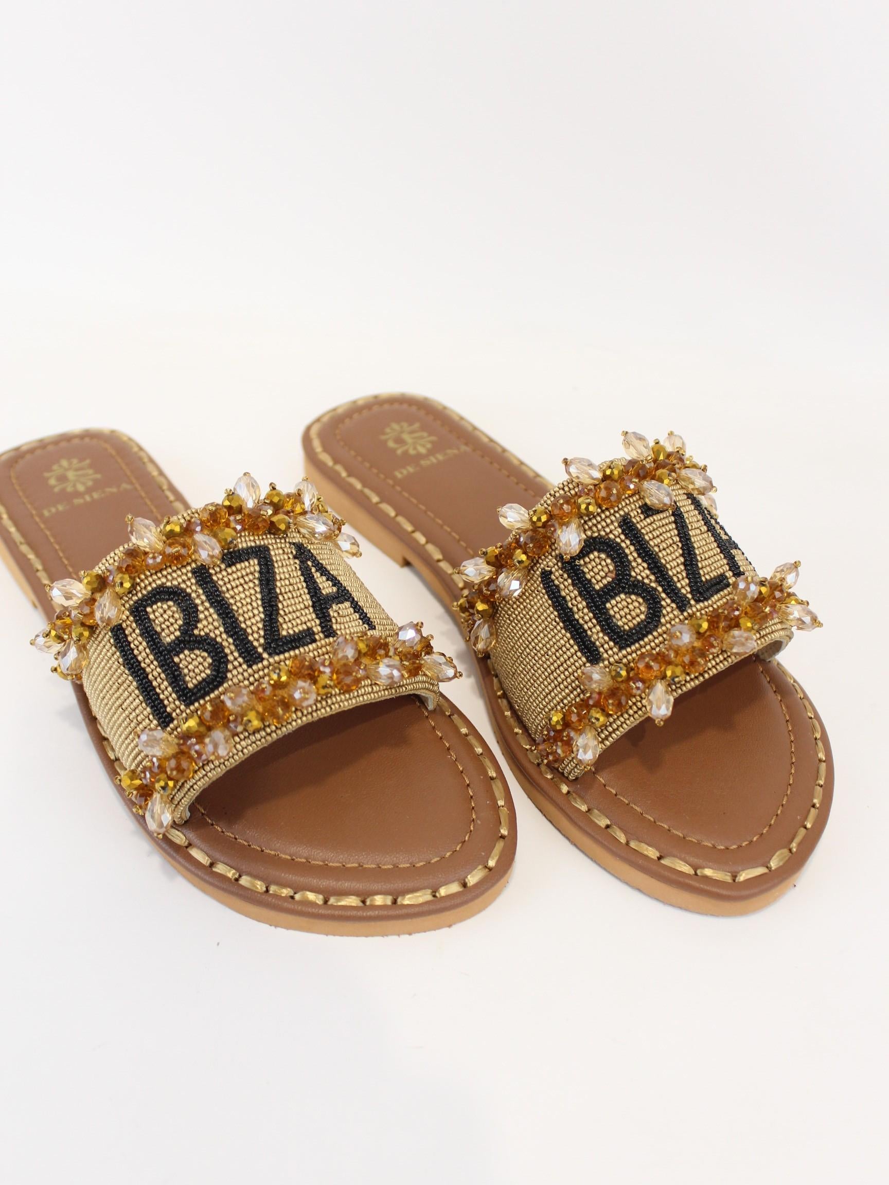 ciabatta ibiza con perline e gioielli IBIZA GOLD BLACK DE SIENA 