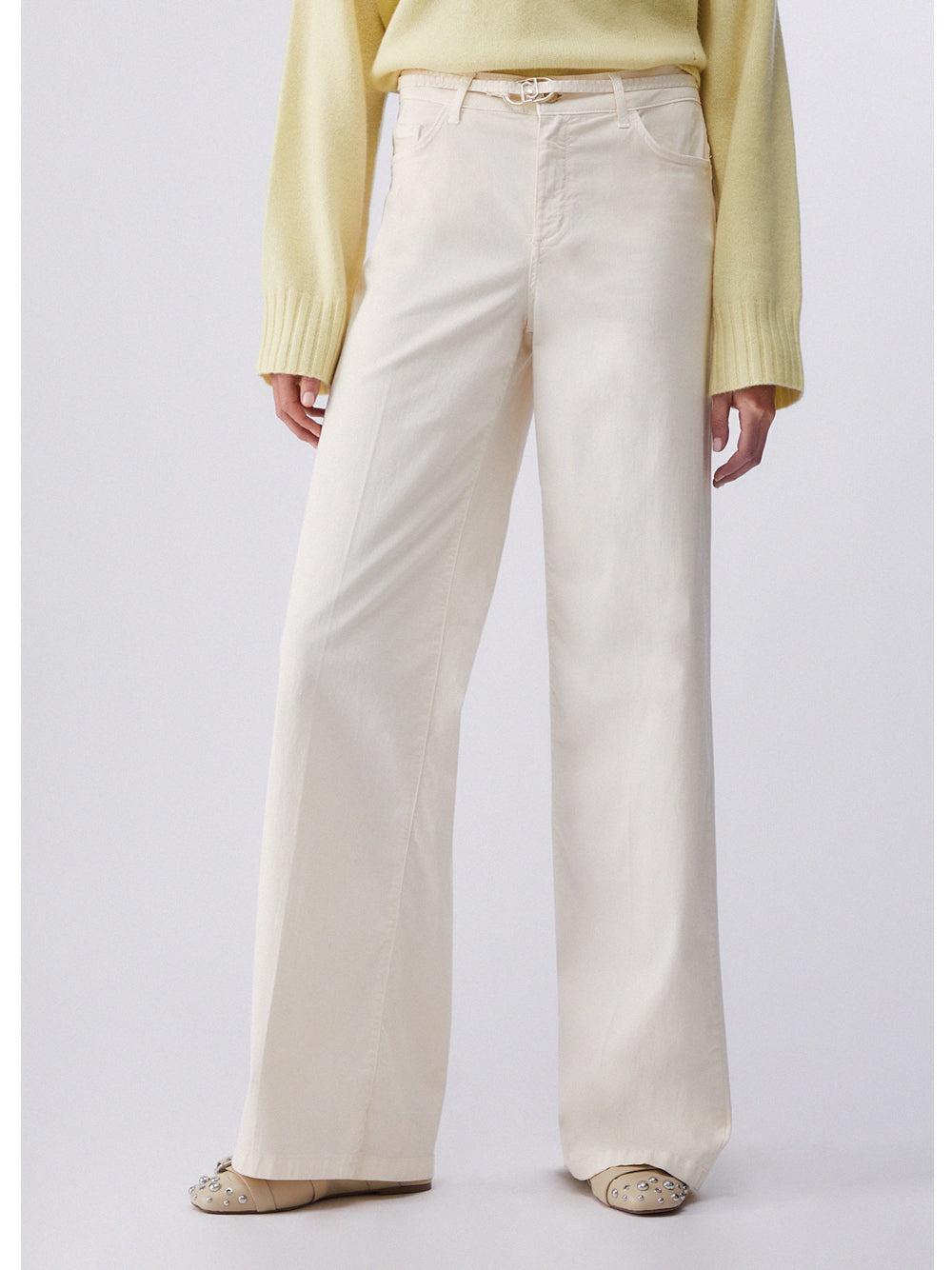pantalone con cintura WA6274T9257 41208 LIU JO WHITE 