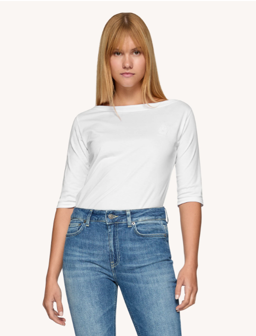 t-shirt scollo a barca DS028JF0271DIT1 000 DONDUP 