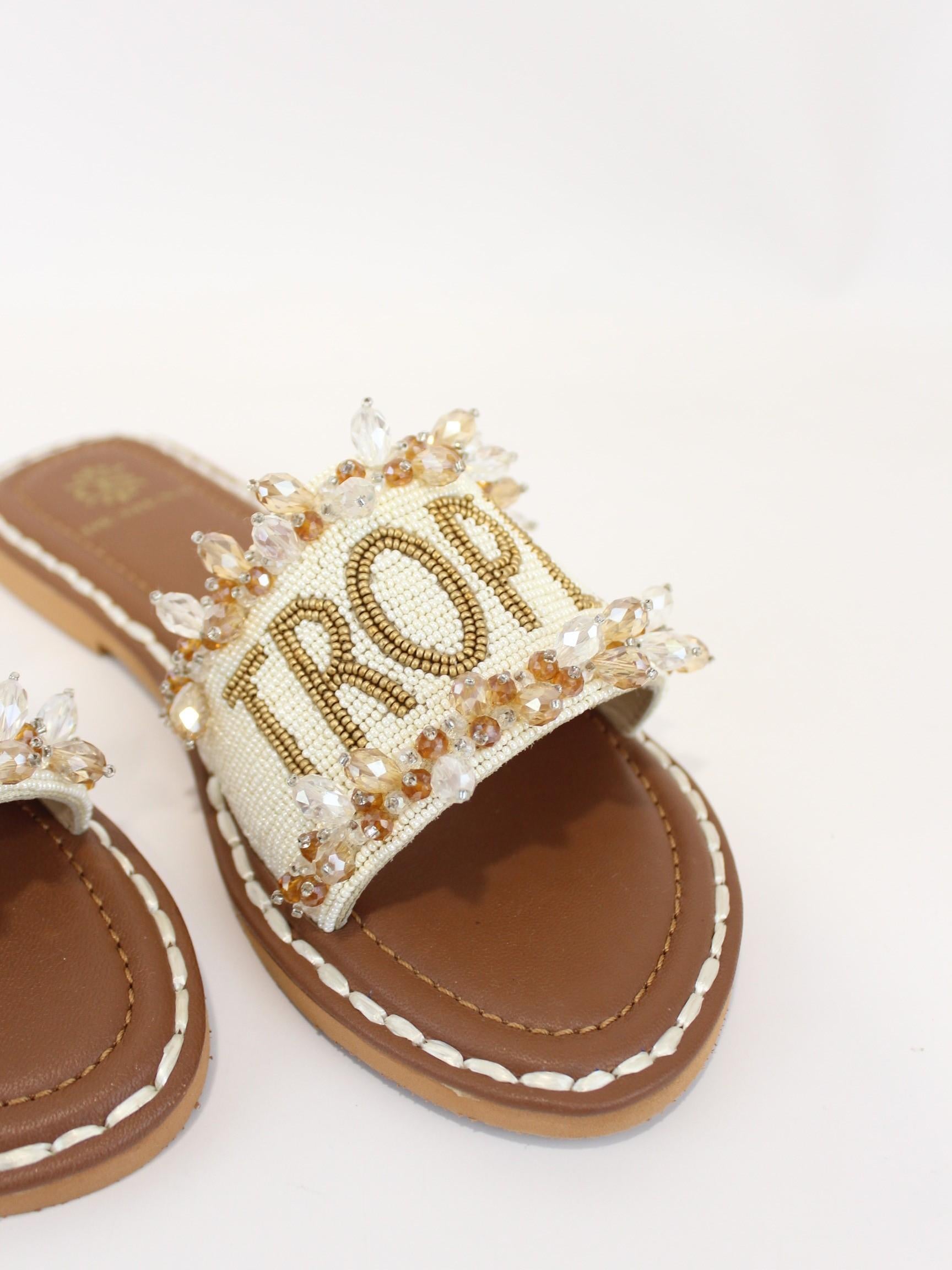 Ciabatta bassa saint tropez con gioiello SAINT TROPEZ OFFWHITE GOLD DE SIENA 