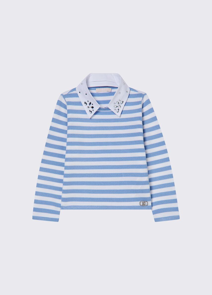Maglia a righe con gioiello KA6085MA74R P9548 LIU JO JUNIOR 