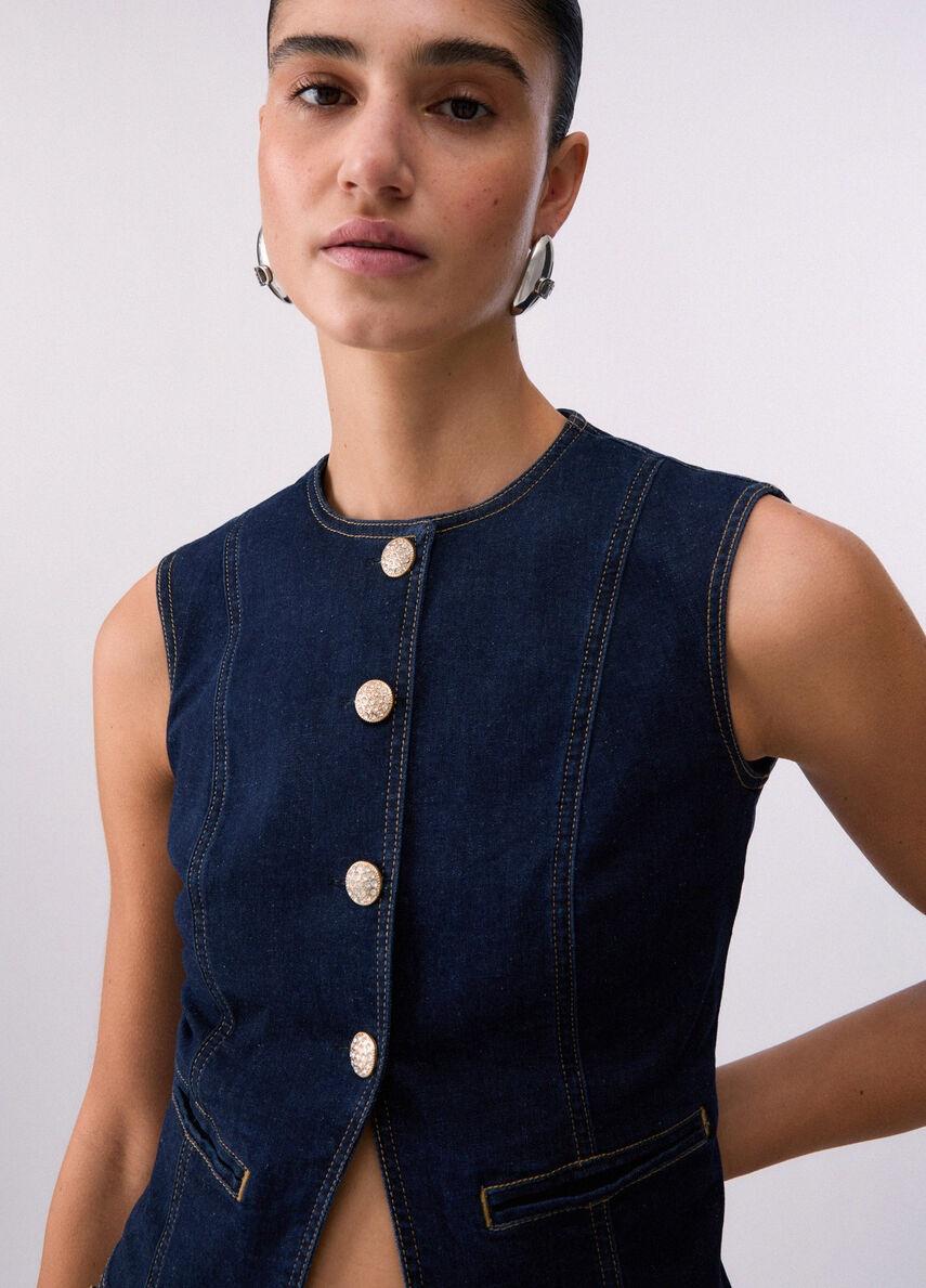 gilet in denim slim fit UA6345D4925 77000 LIU JO DENIM 