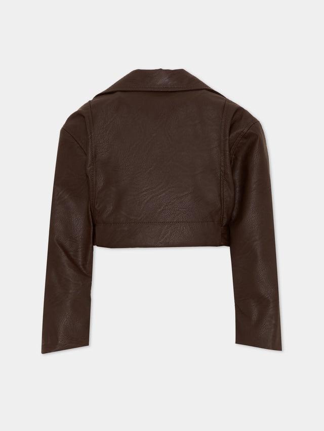Giubbino cropped in pelle KFGB015 PE021 6024 PINKO 