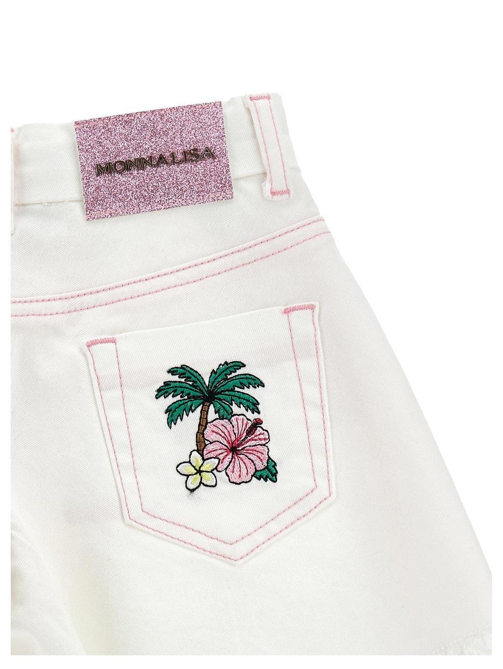 shorts con ricami 19H420 8043 0099 MONNALISA 