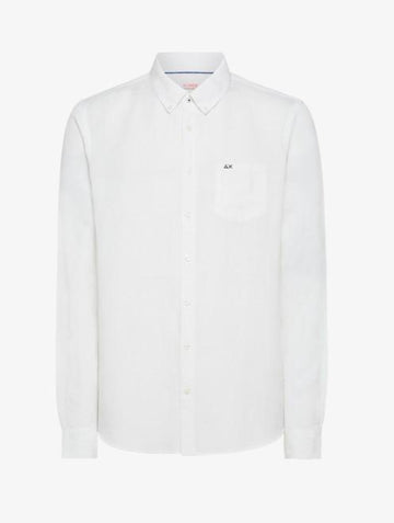 camicia lino con logo ricamato S34103 31 SUN68 