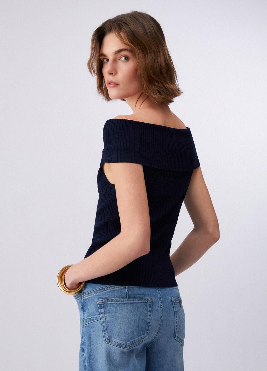 top bardot in maglia CA6217MS55N P9583 LIU JO BLACK 