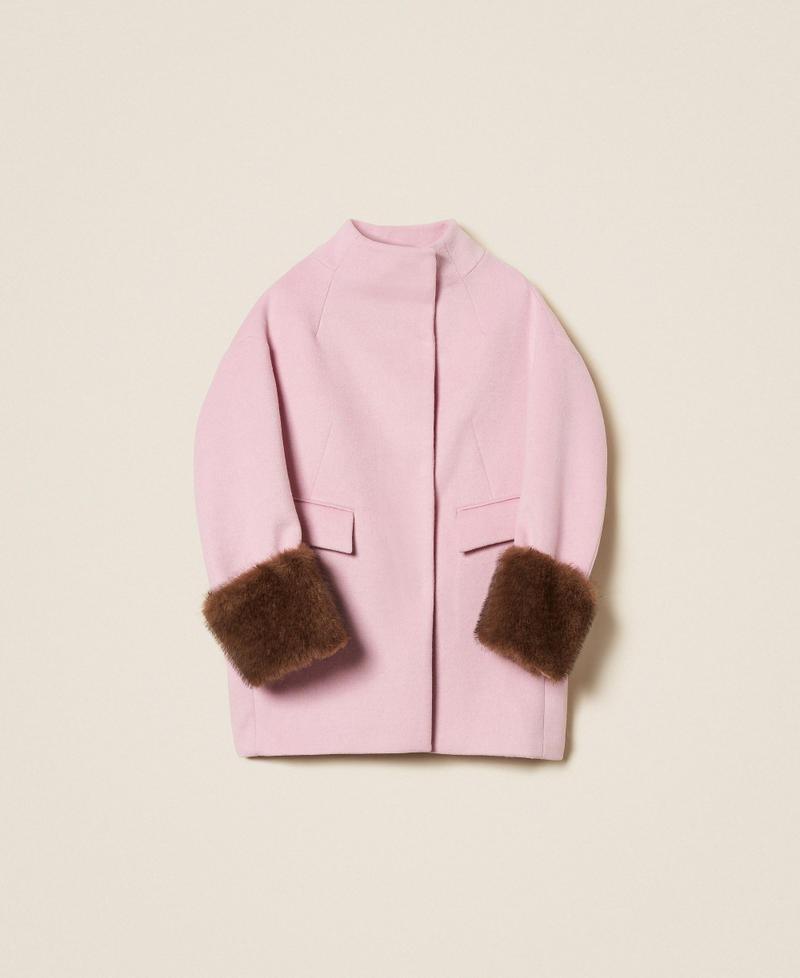 cappotto in panno velour con faux fur 252AT2241 12828 TWINSET ACTITUDE 
