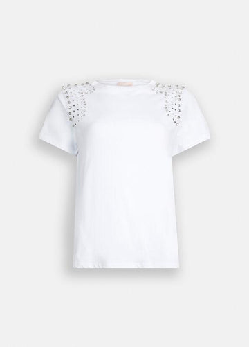 t-shirt ricamo gioiello MF5344J6308 11110 LIU JO WHITE 