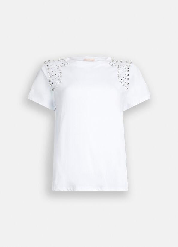 t-shirt ricamo gioiello MF5344J6308 11110 LIU JO WHITE 