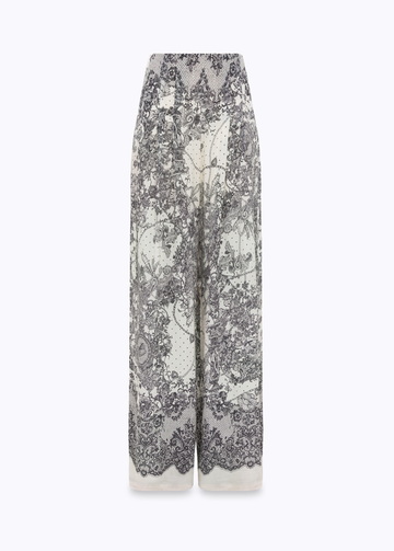 pantalone wide leg con stampa pizzo RA6128T523A P9401 Blugirl 