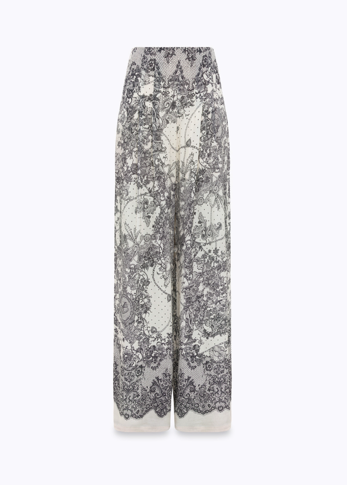 pantalone wide leg con stampa pizzo RA6128T523A P9401 Blugirl 