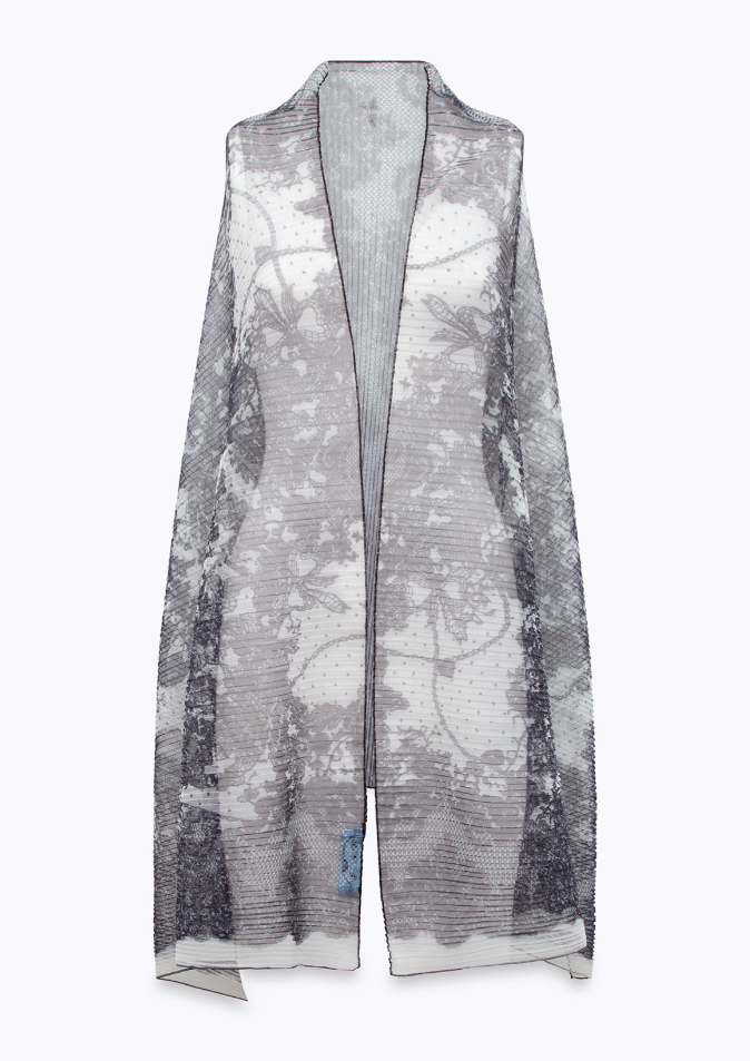 stola in tulle plissè a stampa pizzo NA6012J3895 P9401 Blugirl 