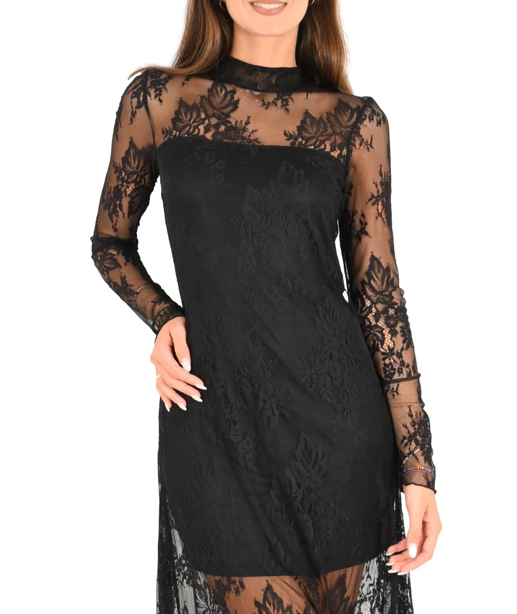 abito lungo in pizzo TS1128 NERO VICOLO 