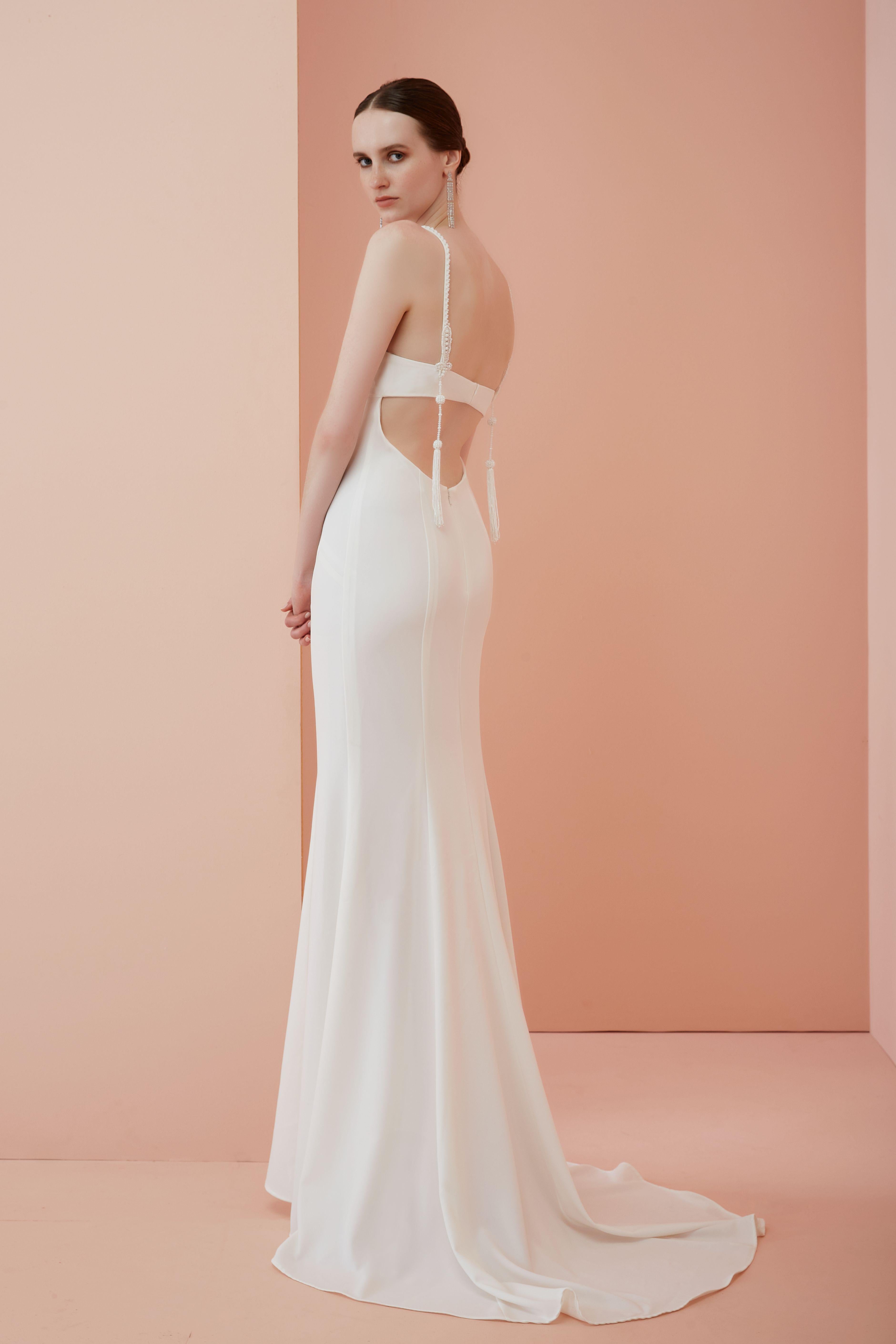 abito con spacco 3860 WHITE ALLURE 