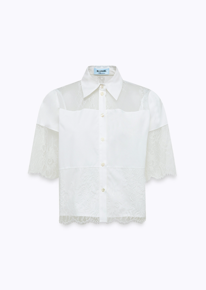 camicia effetto pizzo RA6142T544A 11111 Blugirl 