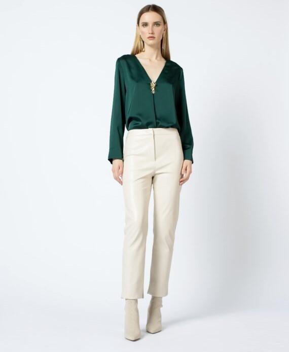 blusa in raso H.M2842.4038 VERDE MALACHITE HANITA 