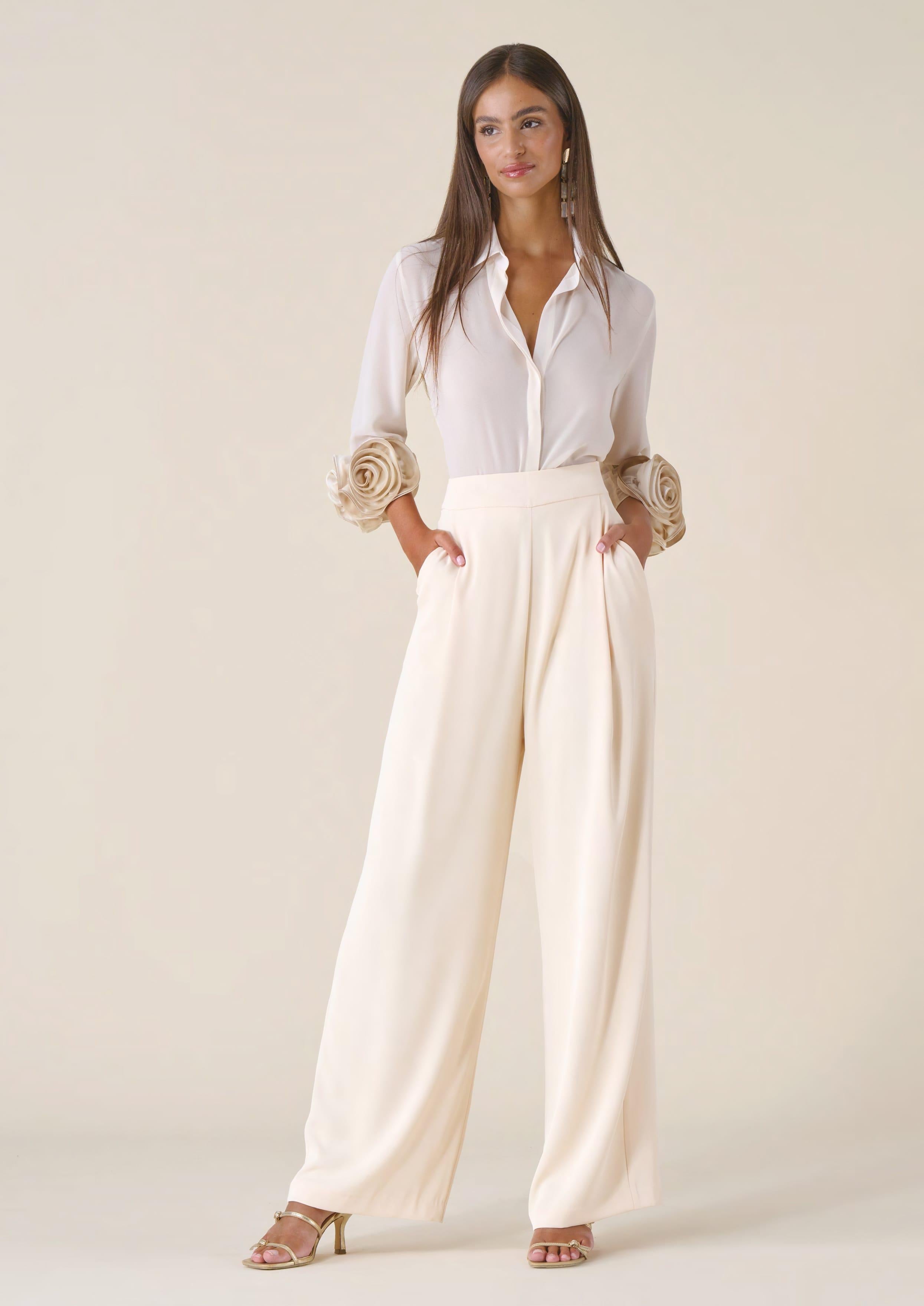 pantaloni a palazzo H.P1565.4248 IVORY HANITA 