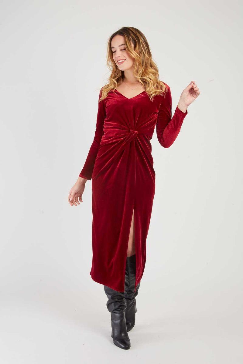 abito lungo in velluto A515005 ROUGE DERHY 