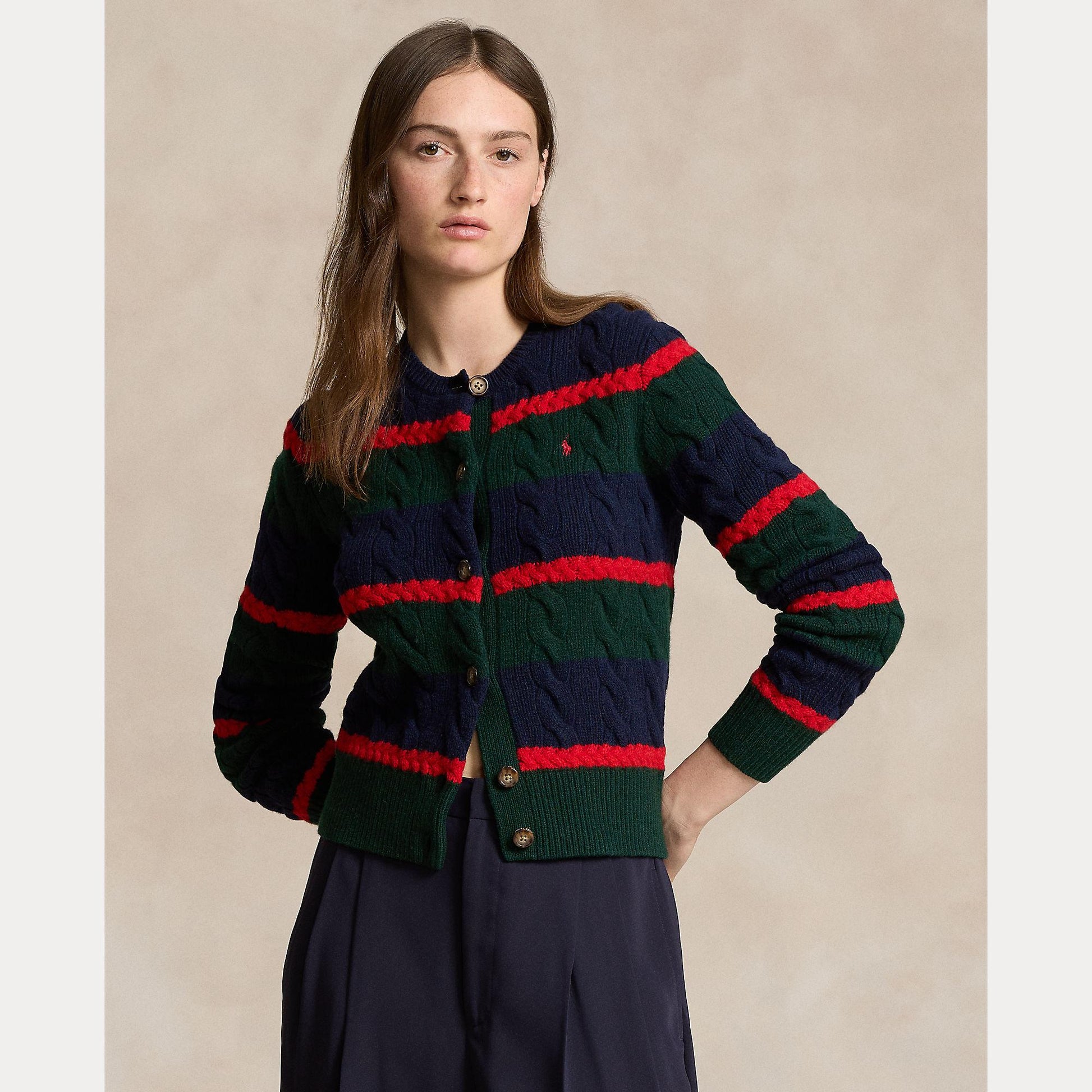 cardigan in lana a trecce 211-941587 001 RALPH LAUREN POLO 
